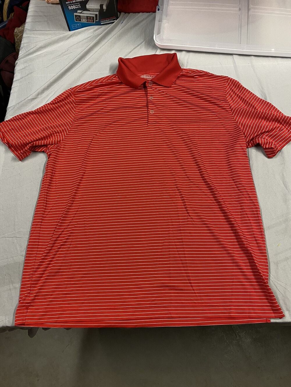 Nike Golf Tour Performance Mens Polo XL Gray Red Striped Short Sleeve Shirt